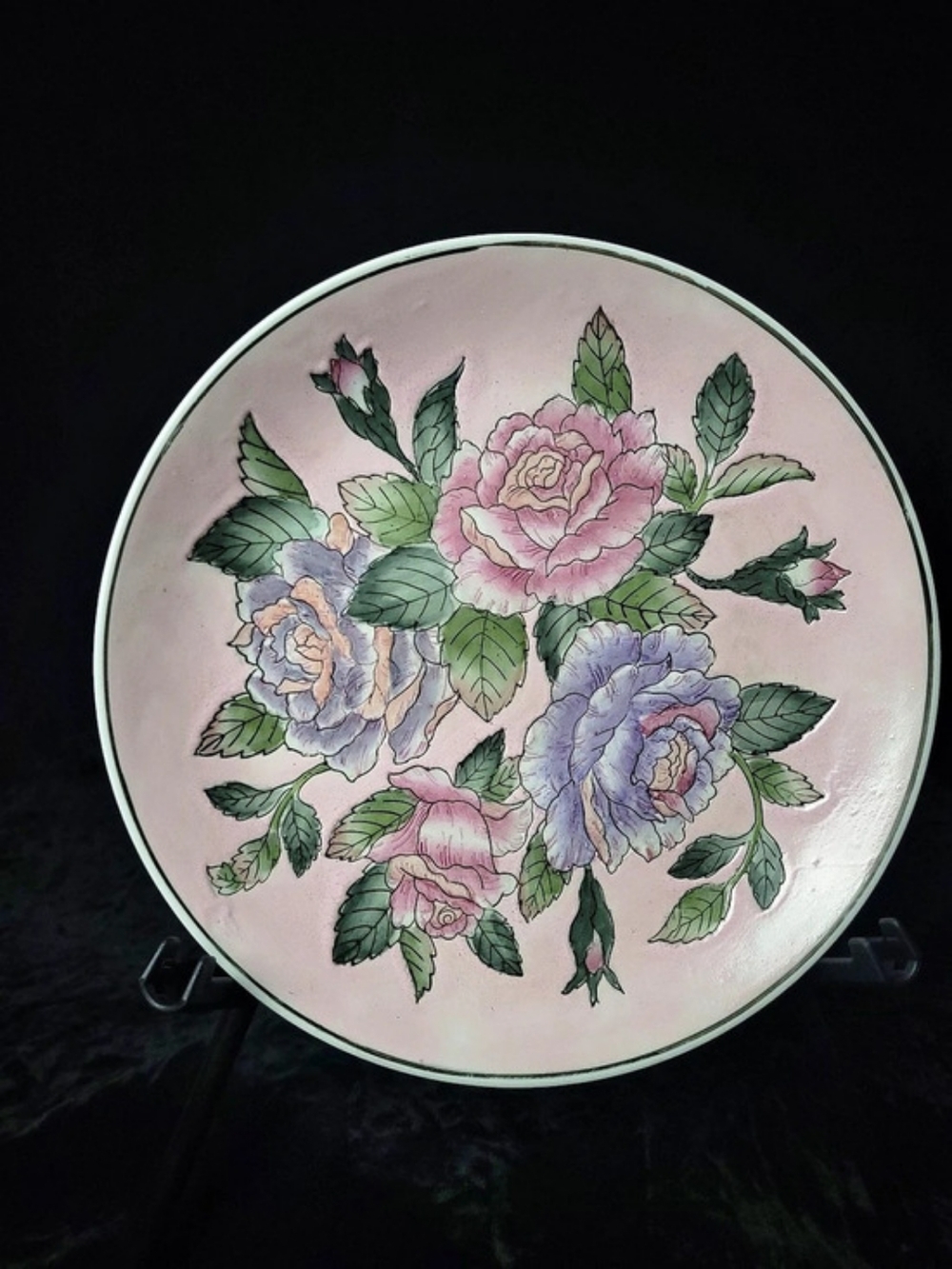 Toyo Floral Decorative Plate in Pink & Purple